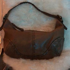 Authentic Leather Coach Handbag w/ braided accents